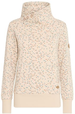 OXMO OXBeatanette Damen Pullover Sweater Pulli mit hohem Kragen Eingrifftaschen Rippbündchen Regular fit, Größe:L, Farbe:Oyster (141107)
