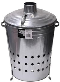 SWL 90L Galvanised Metal Incinerator Bin – Extra Large Garden Waste Burner with Lid | Heavy-Duty Fire Bin for Rubbish, Paper & Documents | Rust-Resistant Outdoor Ash Burner