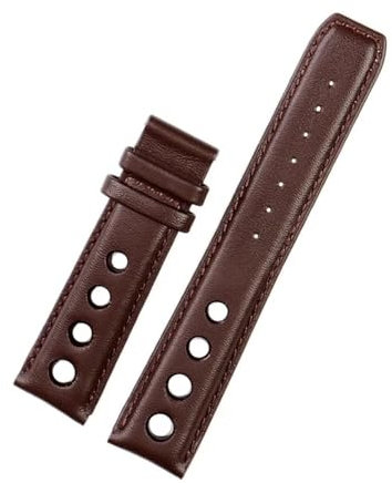RTRCAGAKM 20 mm Lederarmband passend for Tissot Sports Racing Series PRS516 T91 1853 Herrenarmband mit Butterfly-Verschluss, weicher Gürtel(Brown-No buckle)