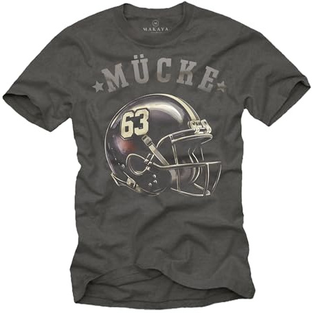 MAKAYA Mücke 63 Trikot American Football Helm Herren T-Shirt mit Nummer Buds Grau M