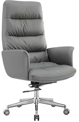 Shihan-2015 Fauteuil de Bureau Chaise de Bureau en Cuir PU Gris avec Dossier Haut, Chaise de Bureau Ergonomique Confortable, réglable et rotative Chaise de Bureau