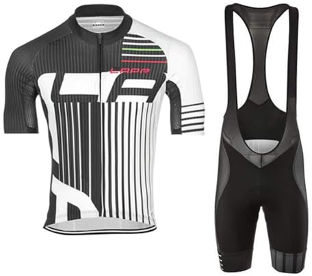 VeloZenith Herren Radtrikot Set Kurzarm mit Sitzpolster für MTB Rennrad Fahrrad Jersey + Bib Shorts Radsportanzug M - 4XL (Grau-Weiß, XXXL)