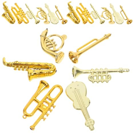 JOINPAYA 48stücke Mini Musikinstrumente Set Teile Puppenhaus Zubehör Mit Trompete Saxophon Violine Dekoration Für Musikzimmer Vielseitige Modelle Aus Robustem Für Musikliebhaber