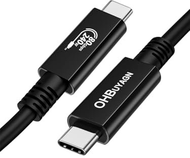 OHBUYAGN USB4 80Gbps für Thunderbolt 5 Kabel 0,8m, Unidirektionale Bandbreite bis 120Gbps,Unterstützt 240W 5A Ladeleistung,Video 16K@60Hz 8K@60Hz,12-Bit-Farbtiefe für Thunderbolt 5/4,USB 4,SSD,eGPU
