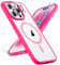 ORETECH Magnetic Clear for iPhone 14 Pro Max Case, [Compatible with Magsafe] [2 x Glass Screen Protector] [Camera Protector] Heavy Duty Ultra Slim Thin Shockproof Phone Case Cover 6.7 - Hot Pink