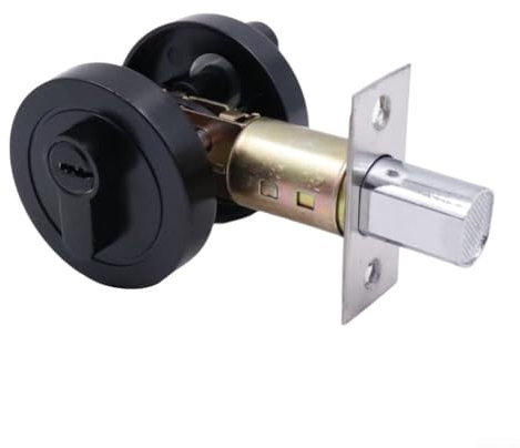 Round Pocket Door Lock, Zinc Alloy Invisible Door Locks Concealed Latch Lock Indoor Auxiliary Lock with Key for Home Hotels Offices (Black)