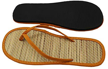 Tongs pour femme - En bambou - Légères - Confortables - Adaptables - Pour l'été - Pour la plage - Pour la maison, Orange, 41 EU