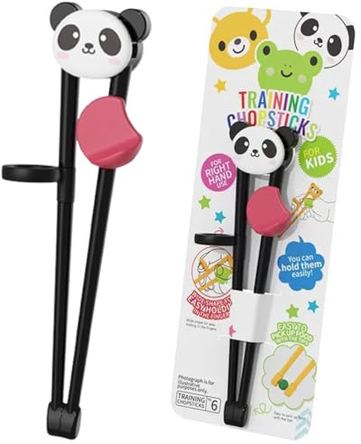 Aide à la pratique des baguettes pour enfants, baguettes pour enfants, une clip de baguettes en forme de panda mignon pour les débutants, baguettes de panda remplaçables (Style panda).