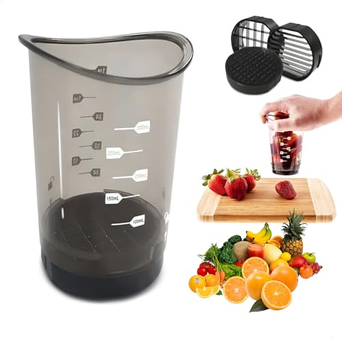 xiruiubao Stainless Steel Chip Cutter, Fruit Cutter with Container, Potato Cutter, Cutting Catcher Pampered Chef, Fruit Cutter, Cup Slicer, Cup Slicer, Cube, Cutting and Strips in One