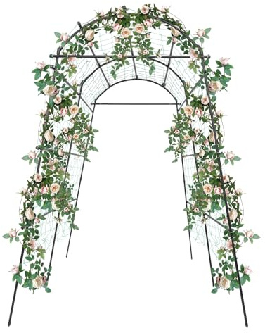 Czyurachel Große Tomaten Rankhilfe, Rosenbogen aus Metall Stabil, Gartenbogen 2,3 Meter Hoch, Oberflächenmaterial aus PE, Gurken Rankhilfe für Gurke, Blumen, Erbsen