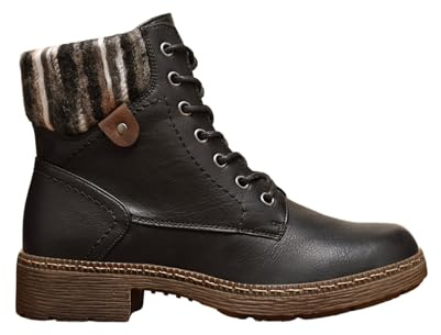 IVACHY Women’s Lace-Up Ankle Boots with Side Zip – Warm Lined Winter Combat Boots with Fur Collar (Multiple Colors)