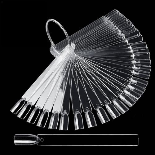 Henyall 50Pcs Clear Nail Swatch Sticks, Nail Polish Swatch Stick for Nail Art Design, Professional Practice Nail Tips & Samples,Nail Art Display Tools for Nail Tech Essentials & Nail Salon (Square)