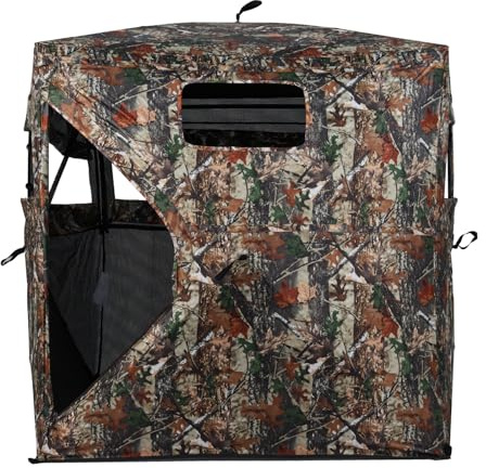 SPOTRAVEL Hunting Blind, 360° See Through Ground Blind | With carry bag, portable camouflage tent for shooting bird watching, photography