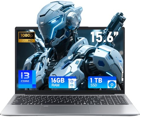 FUNYET 2026 Ordinateur Portable 15.6 Pouces 16Go DDR4 1To SSD PC Portable i3-1025G1 jusqu'à 3.4GHz Win 11 Laptop avec HDMI WiFi 5 Bluetooth 5.0 USB 3.0 Touch ID Clavier Rétroéclairé