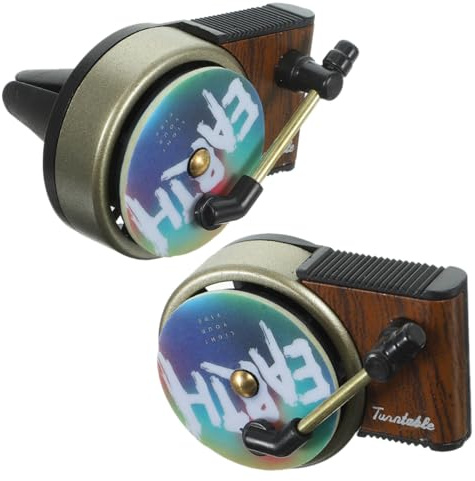 LOLIPPYY 2 Pieces Retro Record Player Car Air Freshener Clips Vinyl Turntable Scented Car Vent Decorations Cool Aroma Freshener for Music Lovers