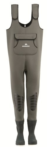 Cormoran Chestwaders per Pescatori con Stivali di Gomma Integrati, Tacco in Gomma, Suola in Feltro, Verde, Taglia 44/45