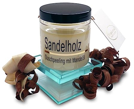 Körperpeeling Sandelholz 320g – vegan – Rich Body Scrub – Duschpeeling – feines Kristallsalz – viel Mandelöl – Vitamin E – ohne Parabene