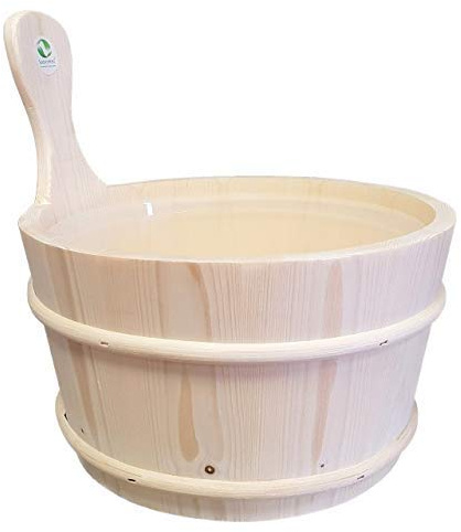 SudoreWell® Saunakübel Saunaeimer aus Espenholz 4,0 l inkl. Einsatz Plus 10g Mentholkristalle