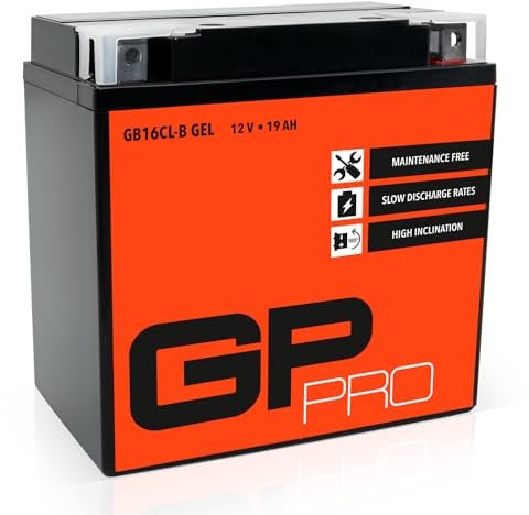 GP-PRO GB16CL-B 12V 9Ah GEL Batterie de démarrage (semblable à YB16CL-B / CB16CL-B) (Sans entretien / Scellé) Moto Accumulateur