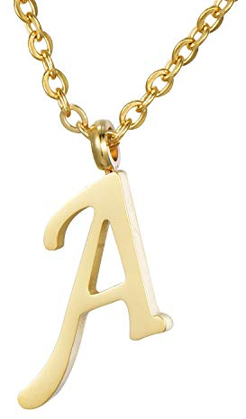 Morella Damen Halskette mit Buchstabe A Anhänger Edelstahl Gold in Schmuckbeutel