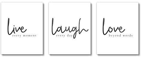 Brooke & Vine Wanddekoration, Kunstdrucke (ungerahmt, 20,3 x 25,4 cm) für Frauen, Teenager-Mädchen, inspirierende Poster – Zuhause, Büro, Schlafzimmer, Wohnheim oder Cubicle Live Love Laugh