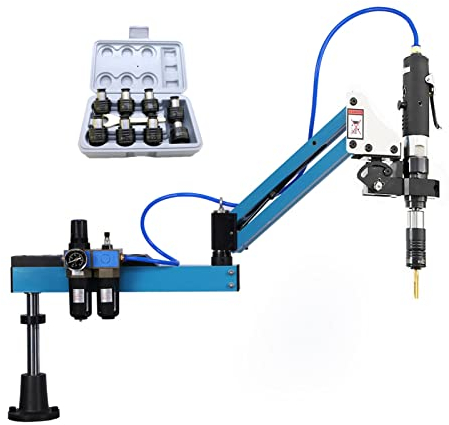 DEJUN Pneumatische Gewindeschneidmaschine 360° Multi-Richtungen Pneumatischer Luftschneider Universal Flexible Arm Bohrmaschine Gewindemaschine M3-M12 Gewindebohrer Spannzangen