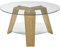 PEGANE Table Basse Ronde en Verre Clair et chêne Massif - L.75 x H.40 x P.75 cm