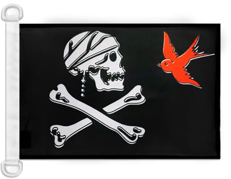 AZ FLAG BOOTFLAGGE Pirat Sparrow 45x30cm - Piraten Totenkopf BOOTSFAHNE 30 x 45 cm Marine flaggen Top Qualität