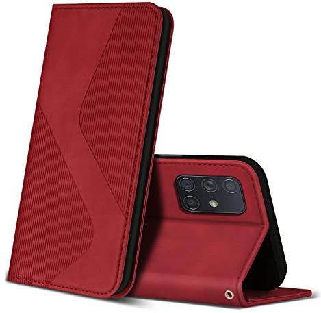 ZONNAVI Hülle für Samsung Galaxy A71, PU Leder Handyhülle mit Kartenfächer und Standfunktion, Lederhülle Flip Wallet Case Schutzhülle für Samsung Galaxy A71 (Rot)