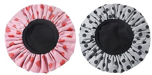 JIHUOO 2 Pcs Terry Cloth Lined Shower Caps Double Layer Sleep Bonnets Large Bath Caps Hair Care Bonnets Shower Head Covers for Women