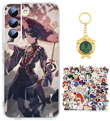 Staremeplz Genshin Impact Hülle für Samsung Galaxy A52S 5G Anime Spiel Handyhülle [Mit Schlüsselbund und 50pcs Aufkleber] Cartoons Transparent Silikon Case Hülle für Samsung Galaxy A52S 5G