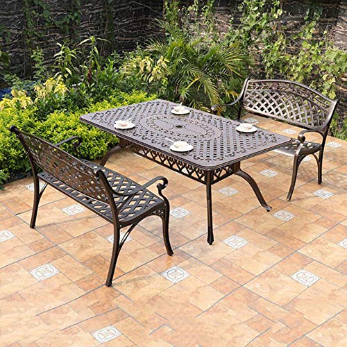 Gartenbank für den Außenbereich, 101,6 cm, Terrasse, Gartenbank, Outdoor-Metall, Doppelsitz, Aluminiumguss-Rahmen, Rose, antikes Finish, Parkstuhl, Bronze, dekorative Deckmöbel für Rasen, Veranda