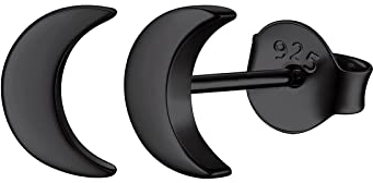 FOCALOOK Herren Ohrstecker Schwarze Ohrringe Damen Mond Ohrringe Silver Earrings Piercing Ohr Medizinische Ohrstecker Earrings Accessoire Ohrschmuck