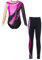 Alvivi Mädchen Turnanzug Glitzer Gymnastikanzug mit Leggings Hose Langarm Ballettanzug Gymnastik Leotard Trikotanzug Akrobatik Wettbewerb Tanzkostüm Dunkel Rosa 110-116