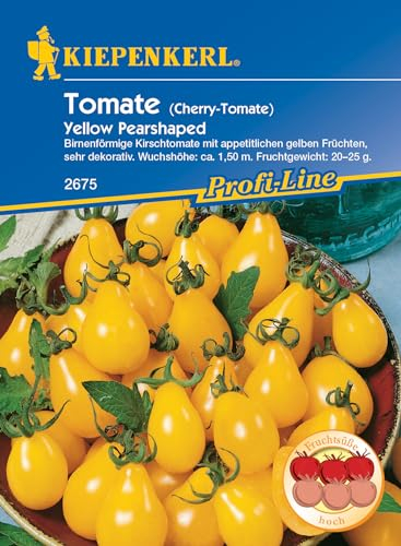 Kiepenkerl Profi-Line Cherrytomatensamen Yellow Pearshaped - Aromatische Gelbe Kirschtomate, Ideal zum Naschen, Hochwertige Gemüsesamen, Tomatensamen für Garten und Balkon, Samen für Gemüseanbau