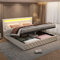 Kehun Polsterbett Doppelbett 180x200 mit LED-Kopfteil, Hydraulisches Bett mit Stauraum, Stauraumbett Bettgestell mit Hydraulische Metallrahmen und Lattenrost aus Holz, Weiß, PU, Ohne Matratze