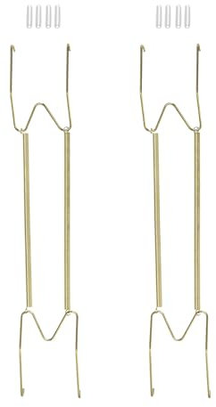 sourcing map 4Pcs Plate Hanger, 16 Inch W Type Stainless Steel Invisible Wall Plate Hangers for Decorative Plates, Gold