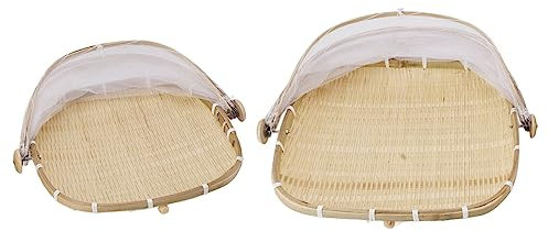 Tablett für Vorhangkörbe mit transparentem Netzdeckel, Mehrzweck-Behälter für Obst und Gemüse, 2 Stück (quadratisch)