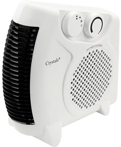Crystals 2000W Electric Fan Heater, Energy Efficient Portable Room Heater with 2 Heat Settings, Adjustable Thermostat, Overheat Protection, Lightweight Silent Electric Heater for Home, Office