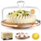 Soporte de madera para tartas con tapa de cúpula de cristal, tocadiscos para decorar postres para bodas, fiestas, regalos de horneado, platos de frutas y charcutería