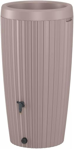 Regenwassertank 240 L Regentonne Wasserbehälter in 3 Farben mit Wasserhahn Set (240L Taupe)