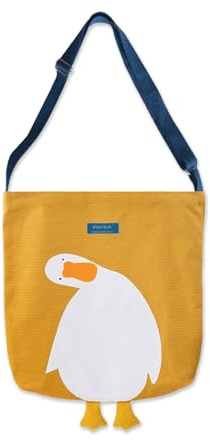 Cumnvulnt Süße Entenform Tote Bag Handtasche, Hochwertige Leichte Canvas Tragetasche mit Verstellbarem Schultergurt, Leuchtend Gelbe Stofftasche für Einkaufen, Kurztrip & Alltag