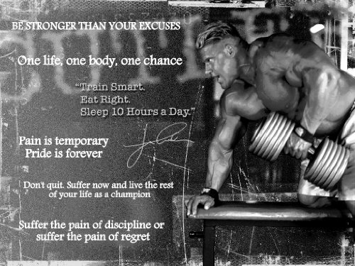 BBPosters Jay Cutler Bodybuilding Motivationsposter - Ein Leben, ein Körper, eine Chance - Motivierende Zitate und Sprüche, A4 210 x 297 mm, Wandposter für Wohnzimmer