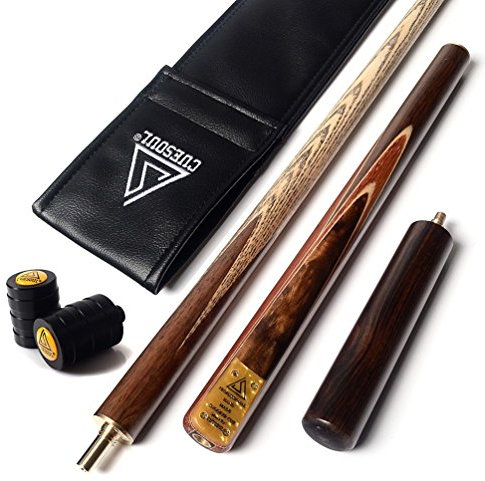 Cuesoul 3/4 Jointed Snooker Queue 144,8 cm Handwerk mit Verlängerung/Gelenk Displayschutzfolie in Kunstleder Queue Tasche Verpackt, D303