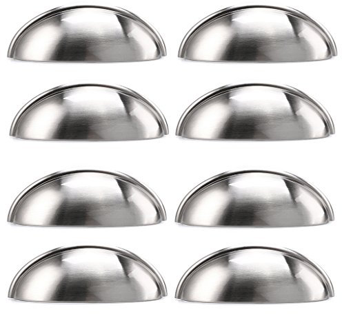 Sumnacon 8pcs Poignée Bouton en forme de coquille, Nickel satiné, Cache les vis, décorer le Tiroir, la Commode, Placard, Meuble etc. (Argenté)