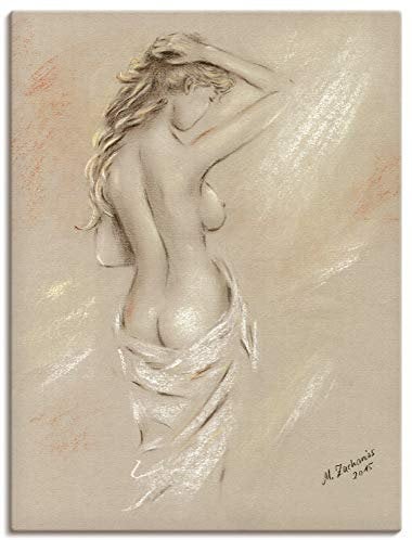 ARTLAND Wanddeko Leinwand Bilder Wandbild 45x60 cm Liebe Erotik Nackte Frau Akt Zeichnung Modern Kunst S7TV