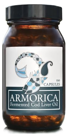 Huile de foie de morue fermentée Armorica - Huile de foie de morue brute, traitée à froid, lacto-fermentée - Fabriquée exclusivement à partir de morue de l'Atlantique. (120 Capsules)