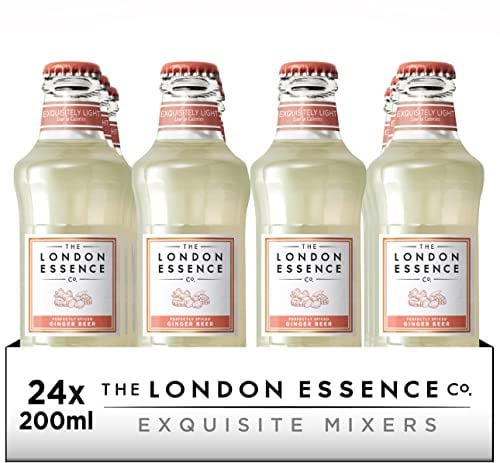 The London Essence, Co. Ginger Beer, Premium Cocktail Mixer, 200ml, Pack of 24 bottles, No Artificial Colours Preservatives or flavours, Low Calorie