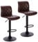 Lestarain Bar Stools Set of 2 Swivel Breakfast Kitchen Counter Stools Barstools with Black Matte Footrest and Stable Base Elegant Vintage Faux Leather Seat, Dark Brown, LBAI55005-2