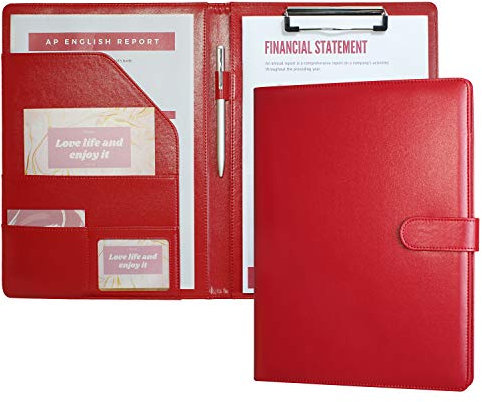 Mymazn Porte Document A4, Porte Bloc A4 Range Documents, Pochette Porte Documents Pu cuir, Porte Bloc-notes, A4 Trieur Organiseur Portfolio (Rouge)
